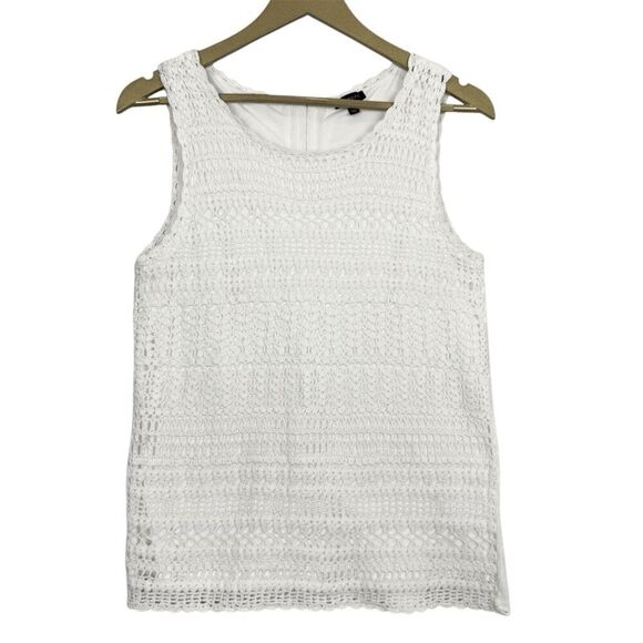 Talbots Crochet Loose Knit Sweater Tank Top Medium White Lined Boho Cottage Y2K - Picture 1 of 7